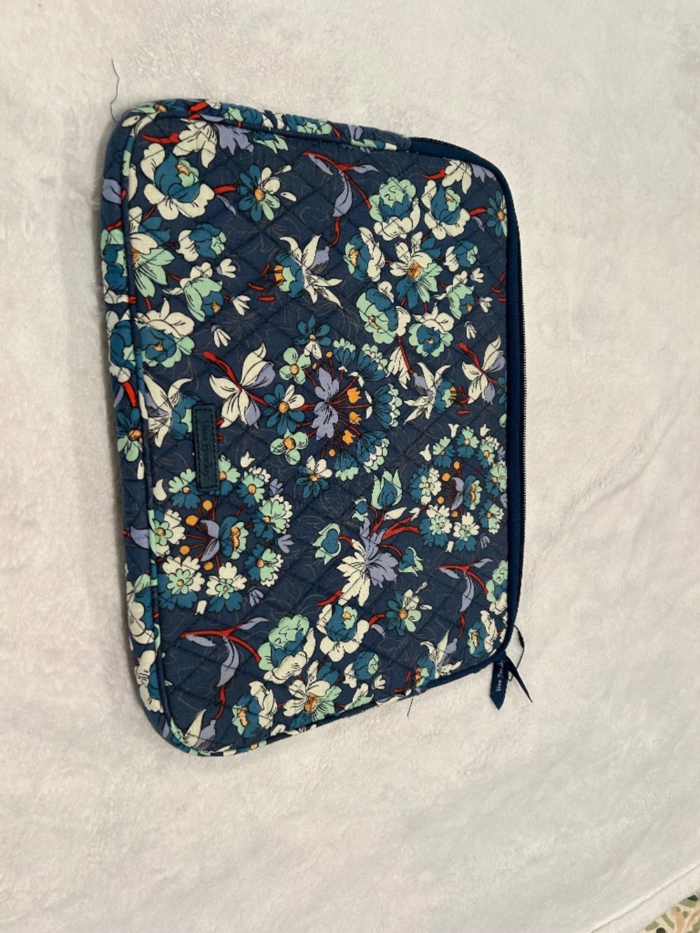 VERA BRADLEY 14" Quilted Cotton Laptop Sleeve Floral Bursts Blue Green 14X11